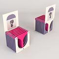 Folding Leisure Chair With Purple Pink White Colors And Cartoon Character Design