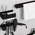 Modern Bathroom Wall Accessories Display With Black Shelves And Essentials 3d model