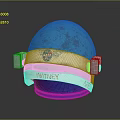 Blue Shiny Astronaut Helmet With NASA Logo And Apollo Label For Space Enthusiasts