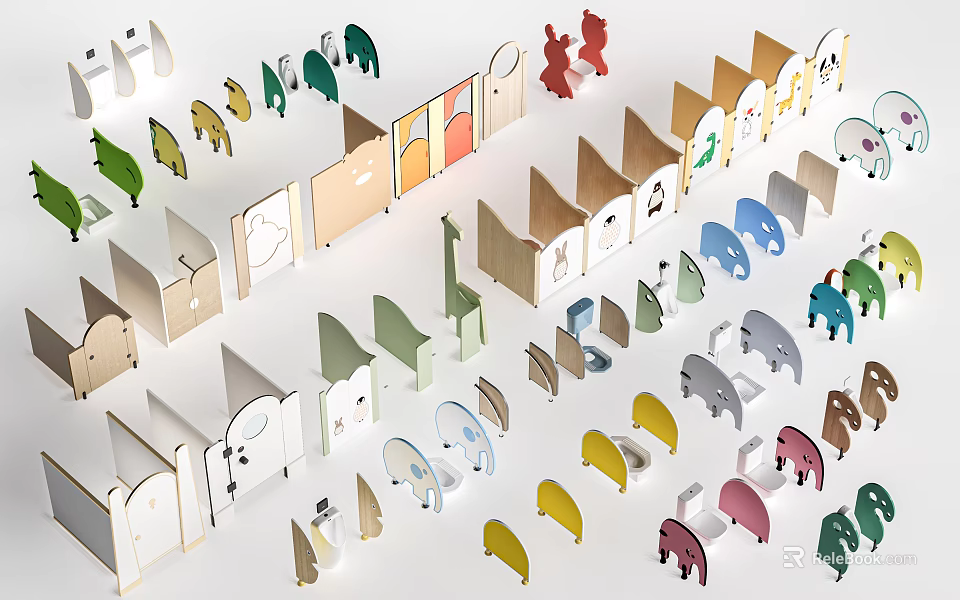 Decorative Modern Room Dividers With Various Shapes Designs And Colors For Interior Design 3d model 
