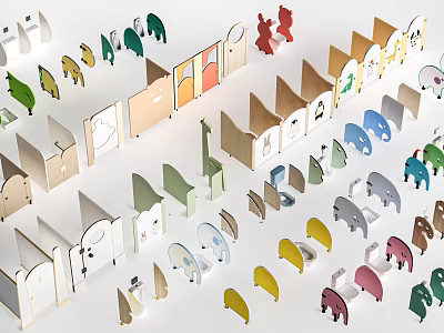 Decorative Modern Room Dividers With Various Shapes Designs And Colors For Interior Design 3d model