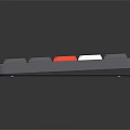 Slim Multicolor Computer Keyboard with Gray Frame White Keys and Orange Red Accents