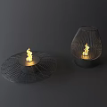 Modern Wire Mesh Fireplaces With Flames Round And Lampshade Shaped Design