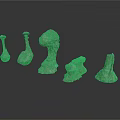 Multiple Sculptural Decorative Elements With Various Shapes And Rough Texture