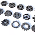 Multiple Black Industrial Equipment Gears Mechanical Machinery Components 3d model