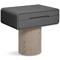 Modern Minimalist Bedside Table With Single Drawer Smooth Surface And Wooden Base Design