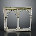 Gothic Style Stone Furniture With Arched Structures And Ornate Decorative Columns