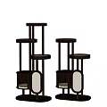 Modern Black Frame Shelf Units With Circular Tiers Mirrored Panels And Woven Shelves