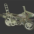 Vintage Style Motorcycle With Metal Ladder And Unique Design Elements