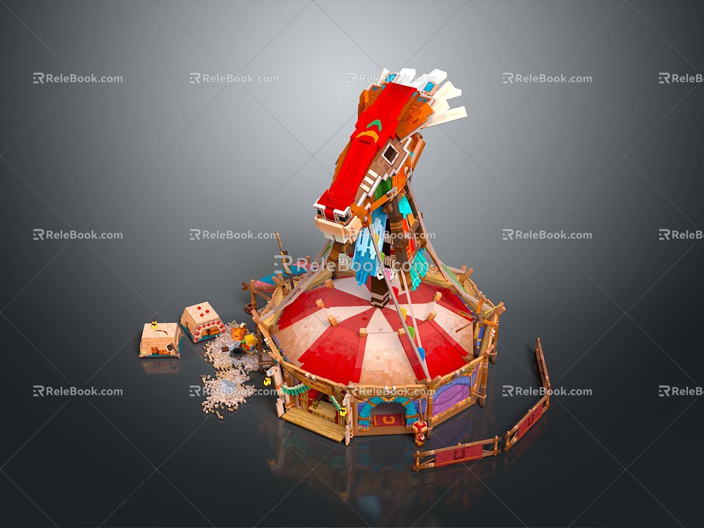 Mardi Gras Circus Carnival Carnival Carnival Chinese Day Tent Motorcycle Wheels Fireworks Fireworks 3d model