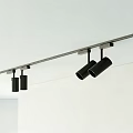 Black Track Mounted Downlights And Spotlights For Modern Ceiling Interior Design 3d model
