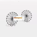Two Ferris Wheels Black And White Line Art Illustration On White Background
