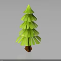 Green Origami Style Tree With Layered Leaves And Brown Trunk On Gray Background