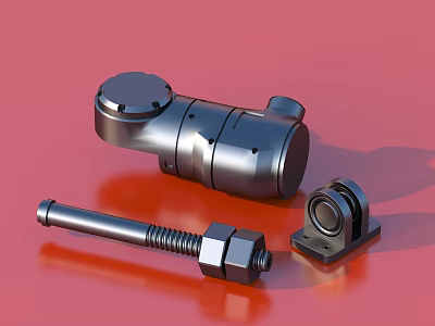 Metal Mechanical Parts Including Hydraulic Valve Bolt Nut And Bearing Seat 3d model