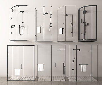 Shower shower partition shower towel rack 3d model