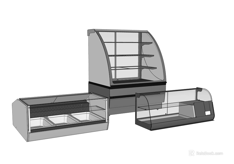 Modern Commercial Display Shelves With Transparent Glass And Multi Tier Storage For Retail Stores 3d model 