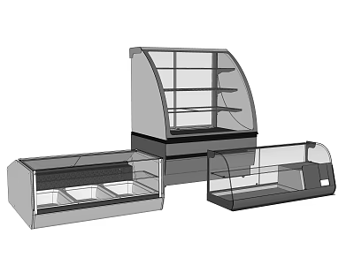 Modern Commercial Display Shelves With Transparent Glass And Multi Tier Storage For Retail Stores 3d model