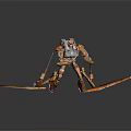 Orange Sci Fi Robot Model With Mechanical Wings And Detailed Structure