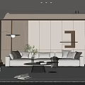 Modern Living Room Interior With White Sofa Black Coffee Table And Floor Lamp
