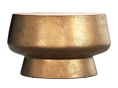 Vintage Gold Brass Coffee Table With Distressed Finish And Round Sleek Base 3d model
