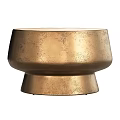 Vintage Gold Brass Coffee Table With Distressed Finish And Round Sleek Base