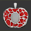 Fashionable Apple Shaped Pendant With Red Silver Design And Central White Gemstone