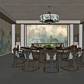 Box dining table and chair combination 3d model