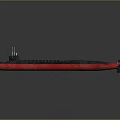 Black And Red Submarine Watercraft With Command Tower And Sleek Design