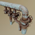 Rusted Metal Pipes With Vintage Valves And Industrial Texture
