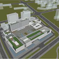 Modern Commercial Complex Showcasing Contemporary Architectural Design Green Roof And Open Plaza Areas