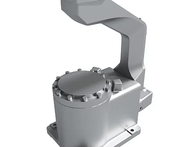 Industrial Metallic Mechanical Part With Bolted Cover And Extended Arm Structure 3d model