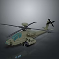 Detailed Sand Colored Military Helicopter Model With Rotors Cockpit And Weapon Mounts