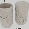 Rough Textured Concrete Cylindrical Washbasins With Concentric Circle Patterns For Modern Bathrooms 3d model