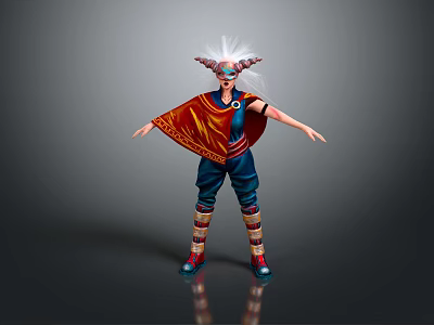 Mythical Horned Character With Red Cape And Creature Inspired Fantasy Outfit 3d model