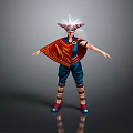 Mythical Horned Character With Red Cape And Creature Inspired Fantasy Outfit
