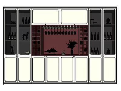 New Chinese Wine Cabinet Food Side Wine Cabinet 3d model