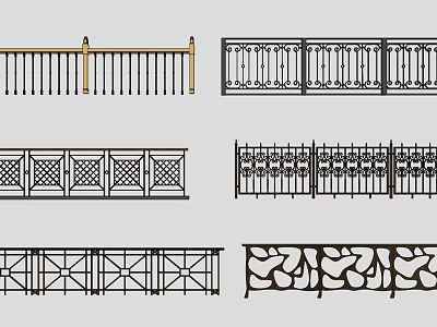 Various Ornate Fence Designs With Intricate Patterns And Metal Craft Details 3d model