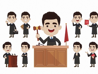 Modern 2D Character Lawyer Judge Debate Trial Speech Action Silhouette 3d model