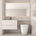Modern Bathroom Interior Design With White Vanity Mirror And Toilet 3d model