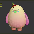 Cute Pink Round Game Character With Orange Cone Blue Drizzle And Red Eyes Details