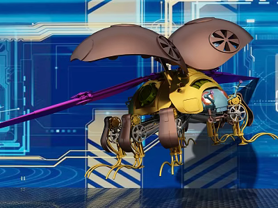 Intelligent Robot With Mechanical Wings Purple Rotor Blades And Gear Structures 3d model Intelligent Robot With Mechanical Wings Purple Rotor Blades And Gear Structures 3d model