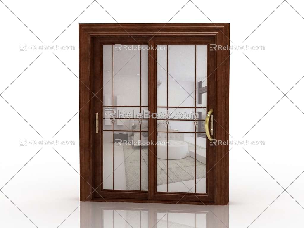 Jianou solid wood door interior door door 3d model