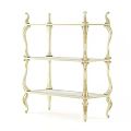 Elegant Gold Three Tier Shoe Rack With Curved Legs And Carved Details