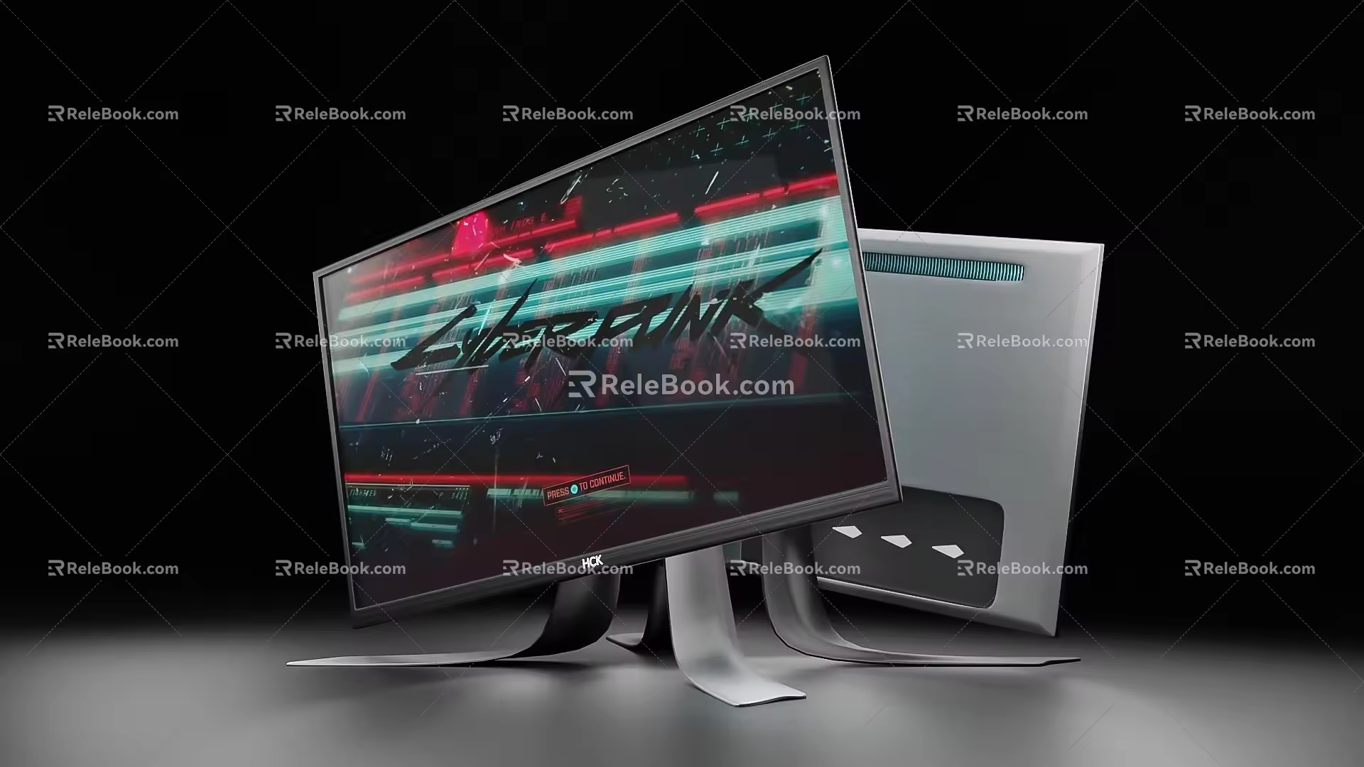 modern hck computer monitor screen monitor computer monitor sci-fi cyberpunk monitor shaped computer monitor 3d model