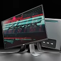 modern hck computer monitor screen monitor computer monitor sci-fi cyberpunk monitor shaped computer monitor 3d model
