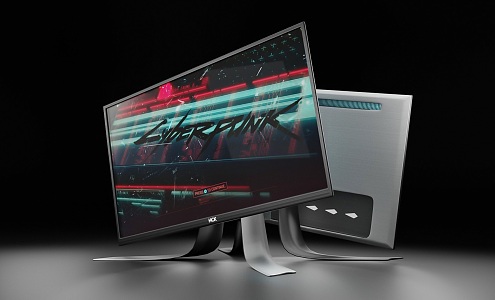 modern hck computer monitor screen monitor computer monitor sci-fi cyberpunk monitor shaped computer monitor 3d model