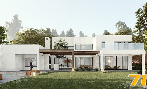 Modern single-family villa self-built house 3d model