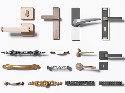 Various Design Door Handles in Modern Classic and Ornate Styles 3d model
