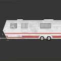 White Travel Trailer With Red Stripes Side Windows Roof Design And Wheels