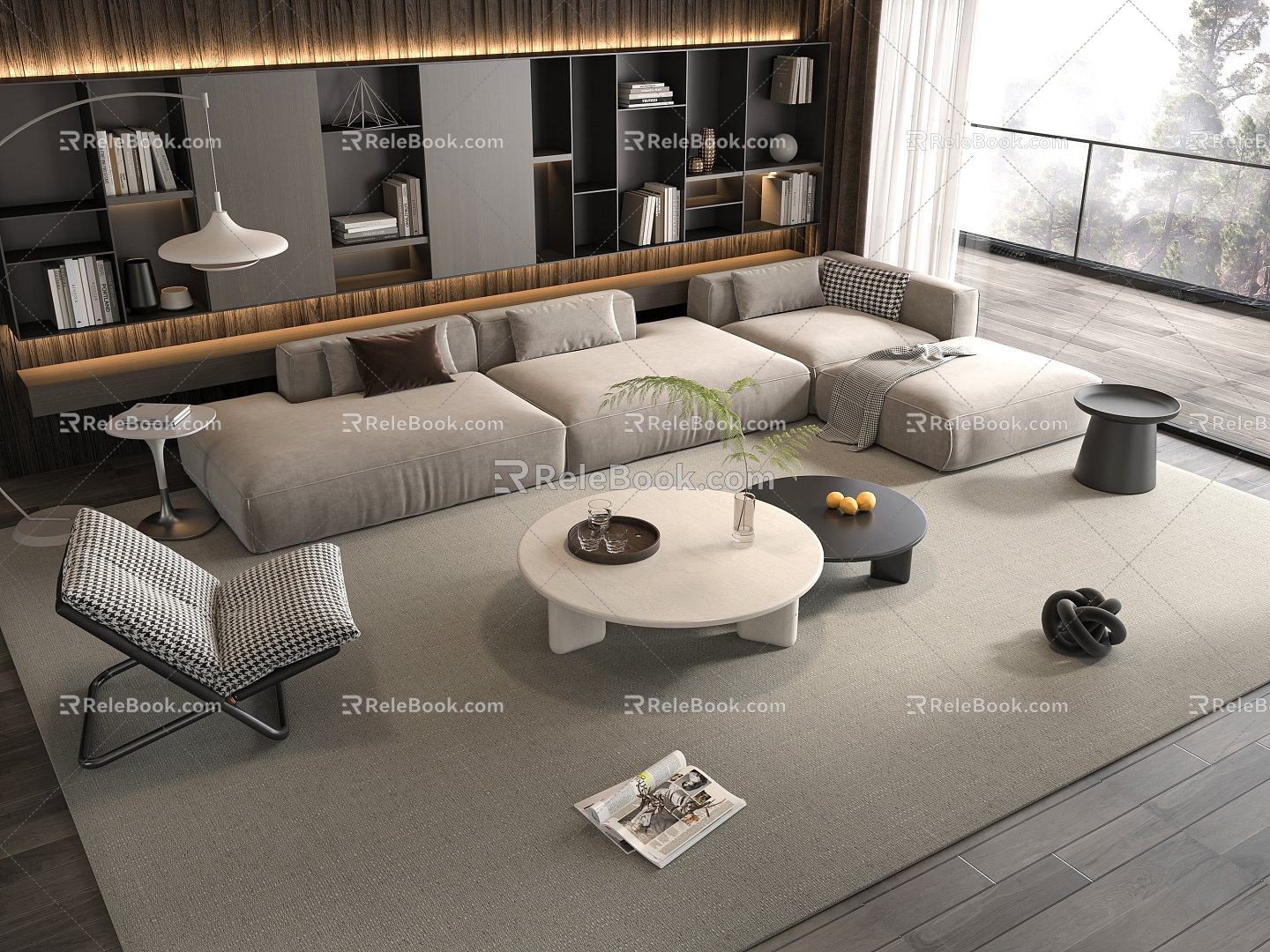 Sofa Coffee Table Combination Sofa Sofa Coffee Table Multi-person Corner Sofa Living Room 3d model